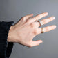 "CHANEL" Coco mark motif beige parts silver ring