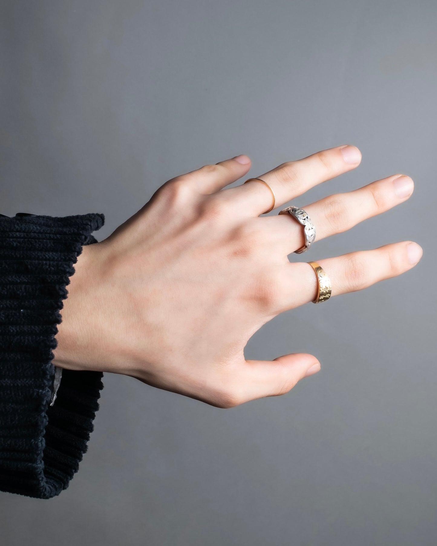 "CHANEL" Coco mark motif beige parts silver ring