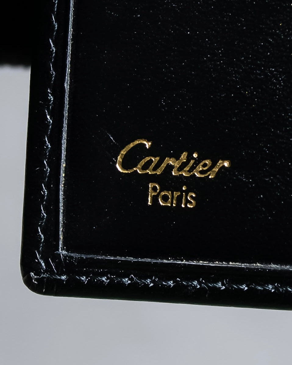 "Cartier" 2C logo engraved leather bi-fold wallet