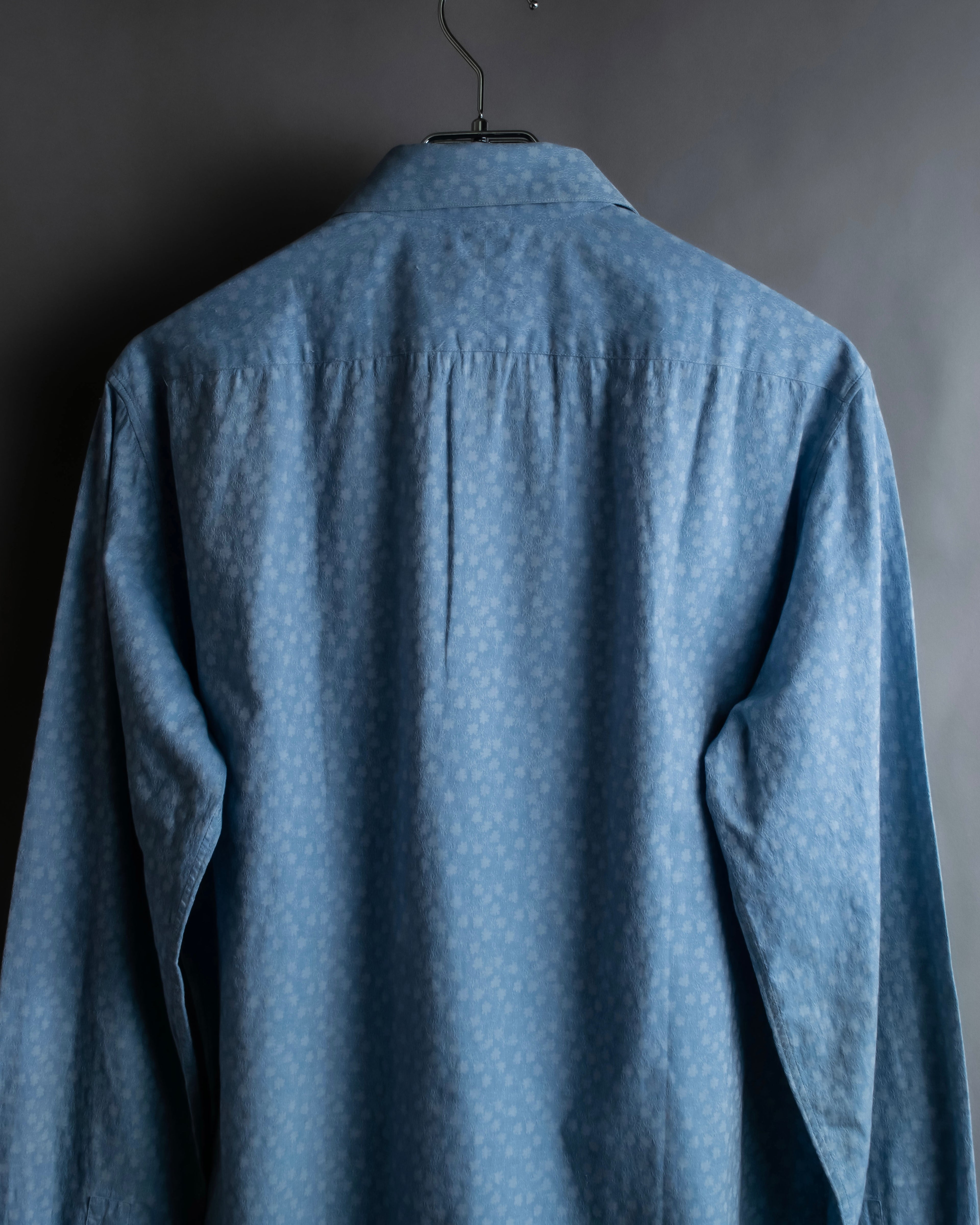 "HERMES" Saxe blue jacquard cotton shirt