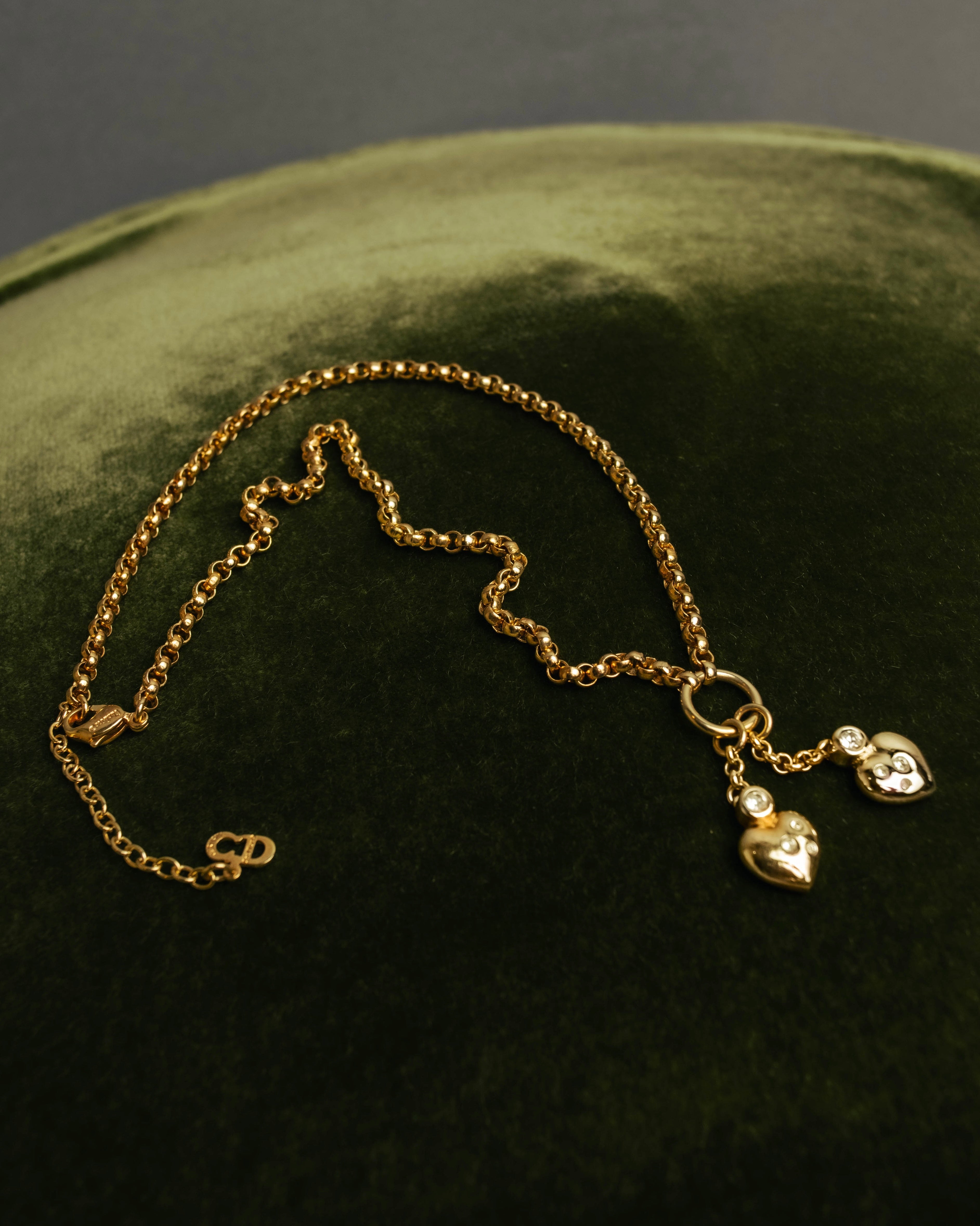 "Christian Dior" 80's-90's Romantic heart charm necklace