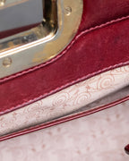 "BVLGARI" Marble motif burgundy color leather shoulder bag