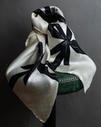 "CHANEL" Logo engraved ribbon motif design large scarf