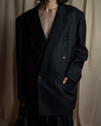 "YVES SAINT LAURENT" 00's shadow stripe pattern beautiful tailoring set up