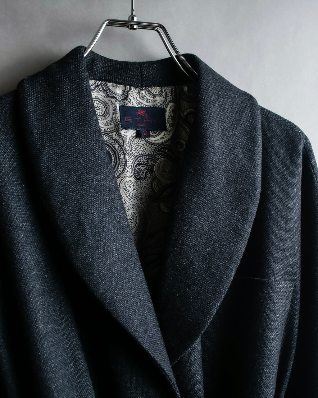 "ETRO" Shawl collar belted mid-length coat