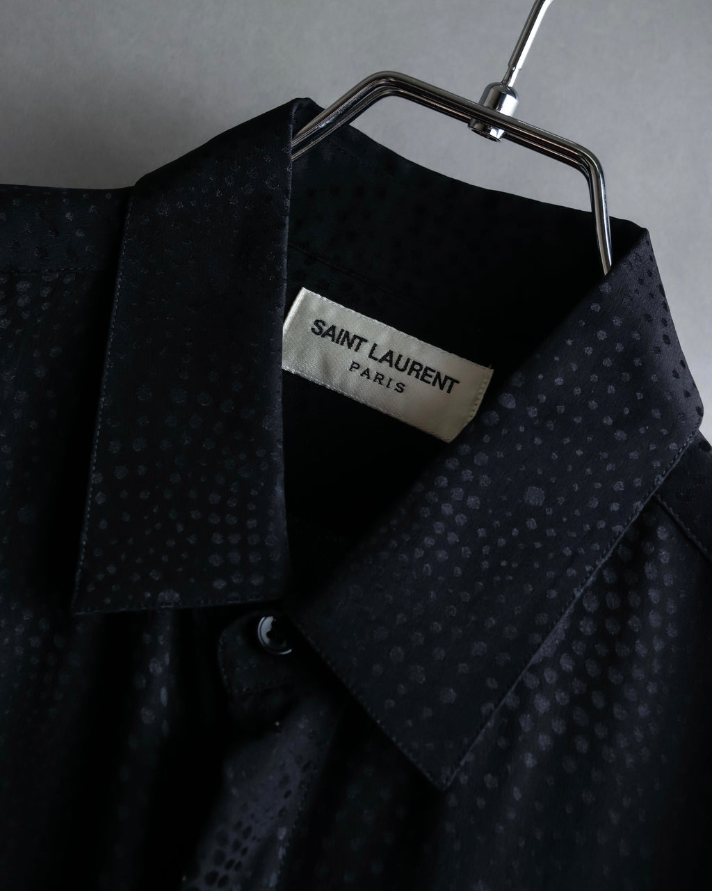 "Saint Laurent" Jacquard pattern silk satin shirt