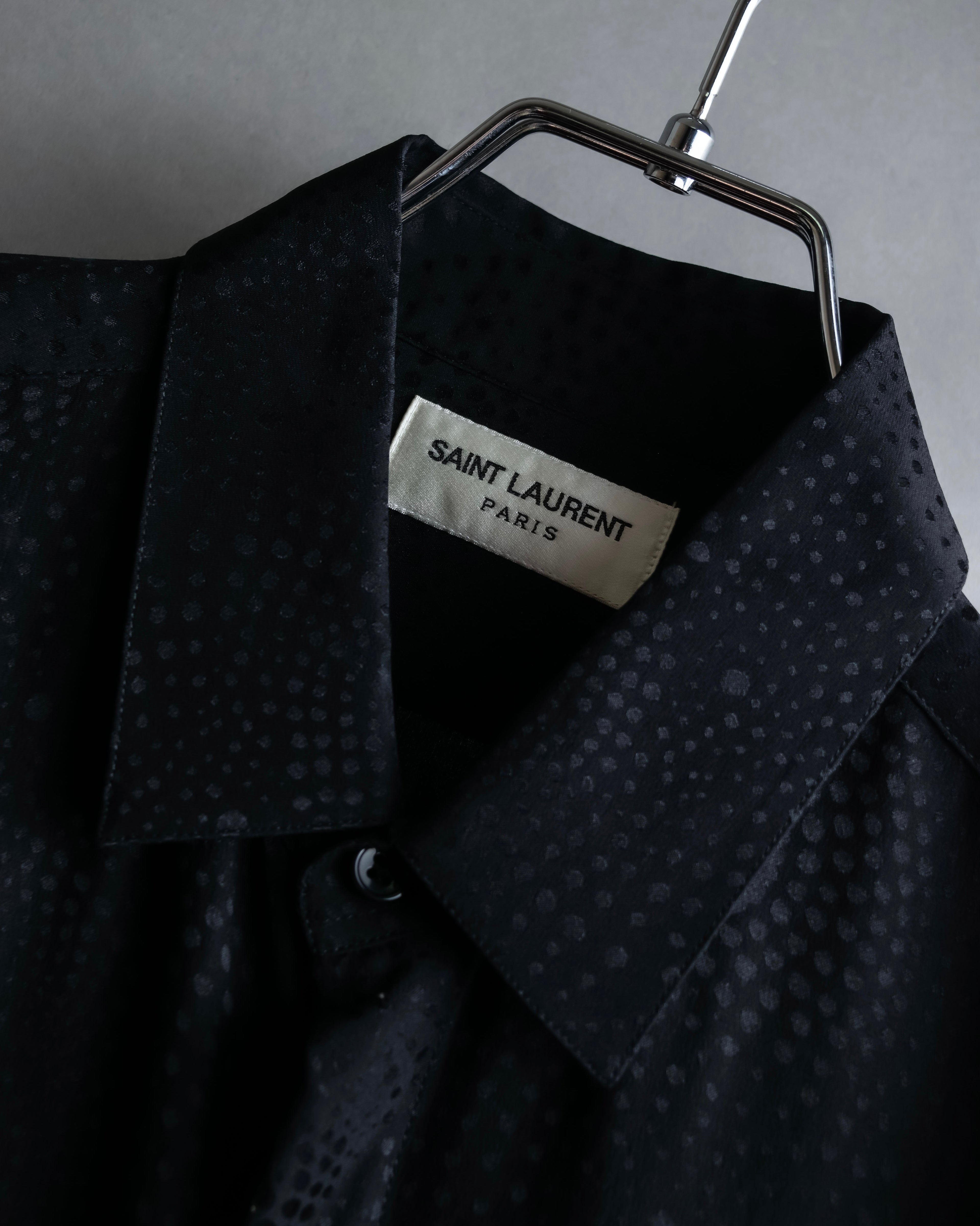 "Saint Laurent" Jacquard pattern silk satin shirt