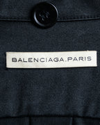 "BALENCIAGA" Glossy cotton military detail belted coat