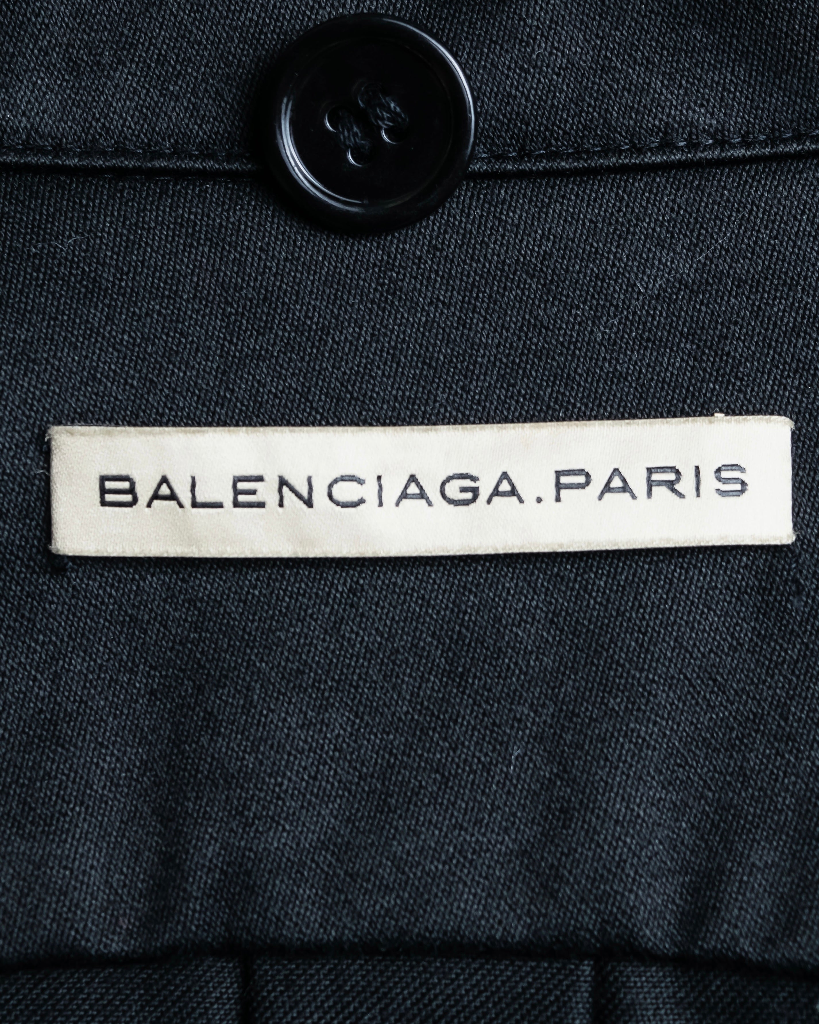"BALENCIAGA" Glossy cotton military detail belted coat