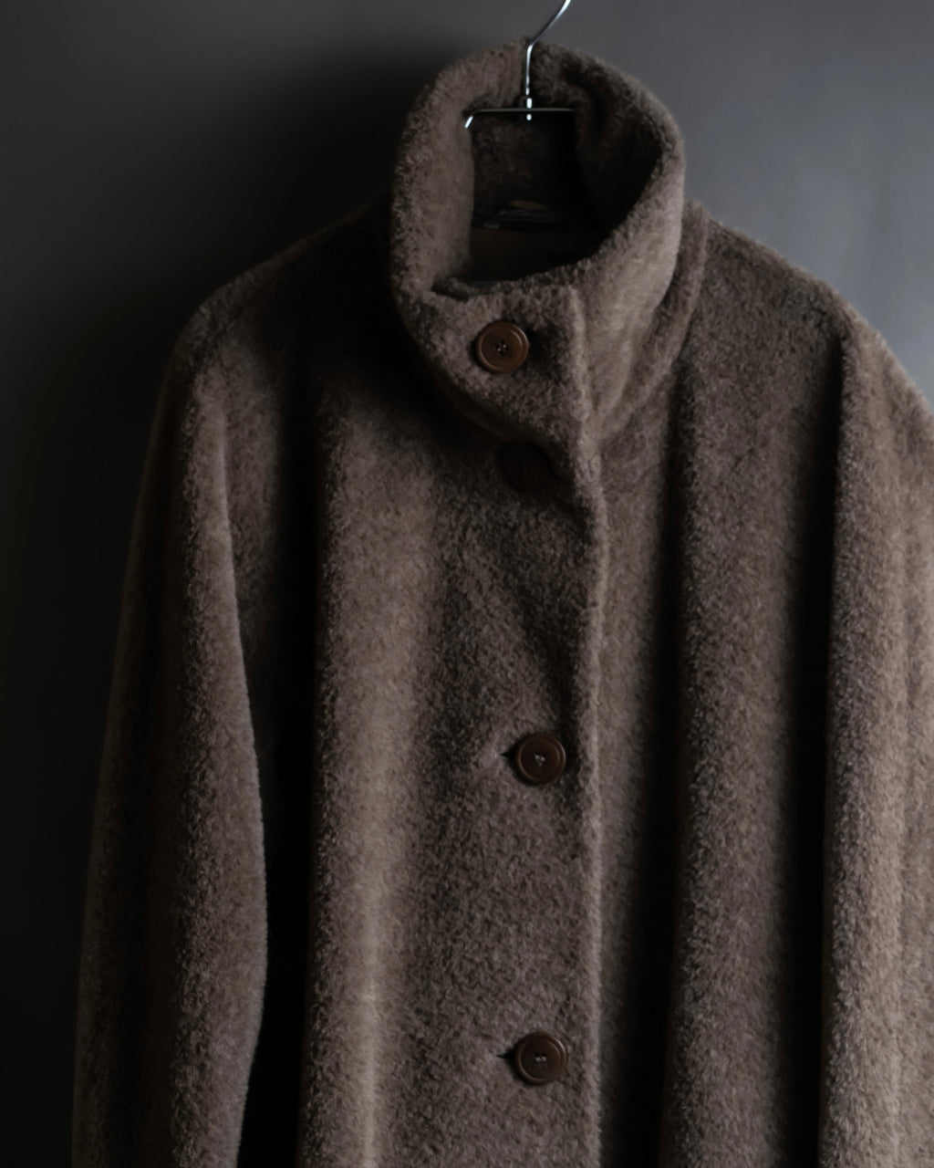 "Max Mara" Alpaca mix brown stand collar long coat