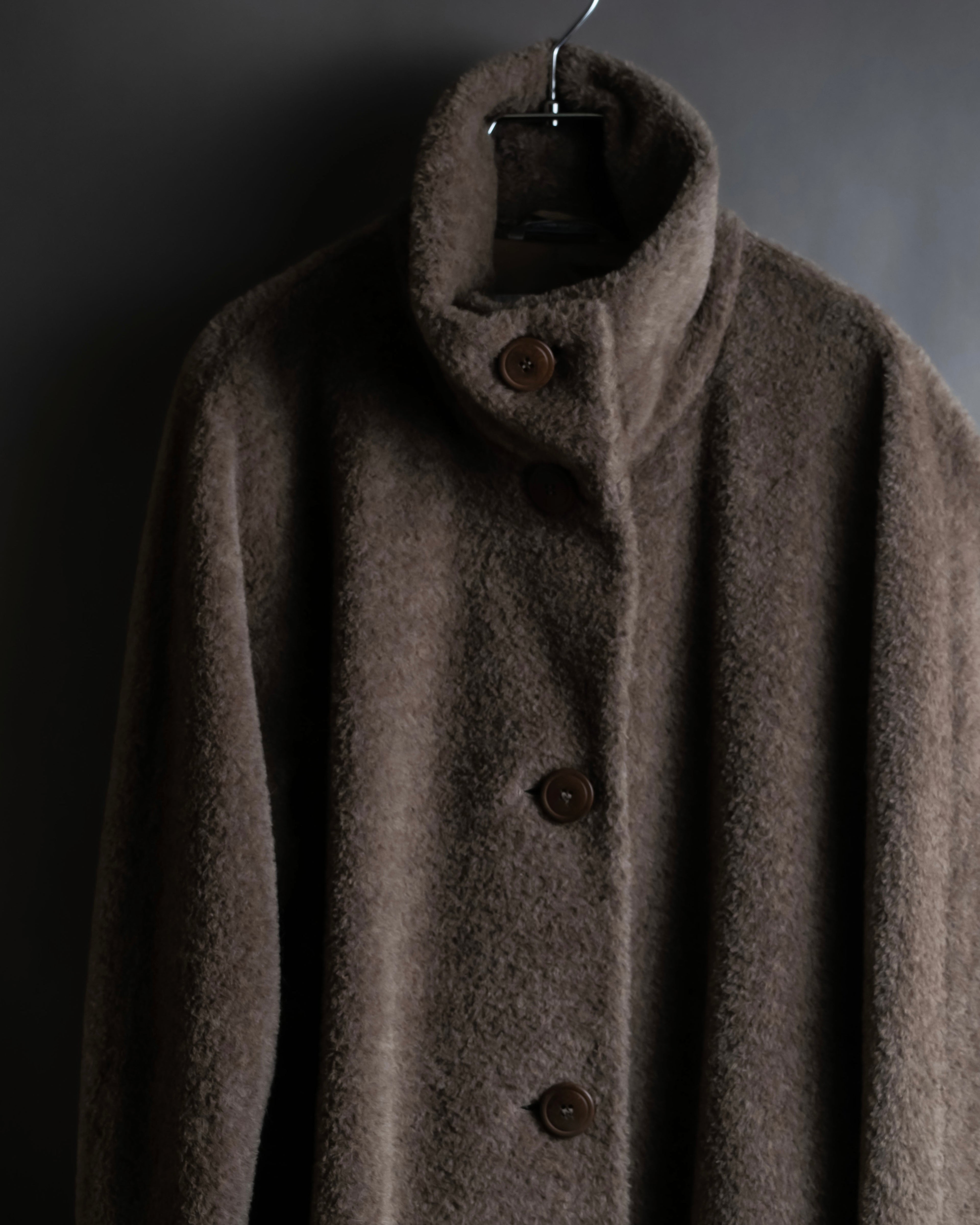 "Max Mara" Alpaca mix brown stand collar long coat