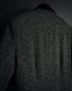 –SPECIAL– "CELINE" 70’s-80’s Classic tweed velvet-collar long coat