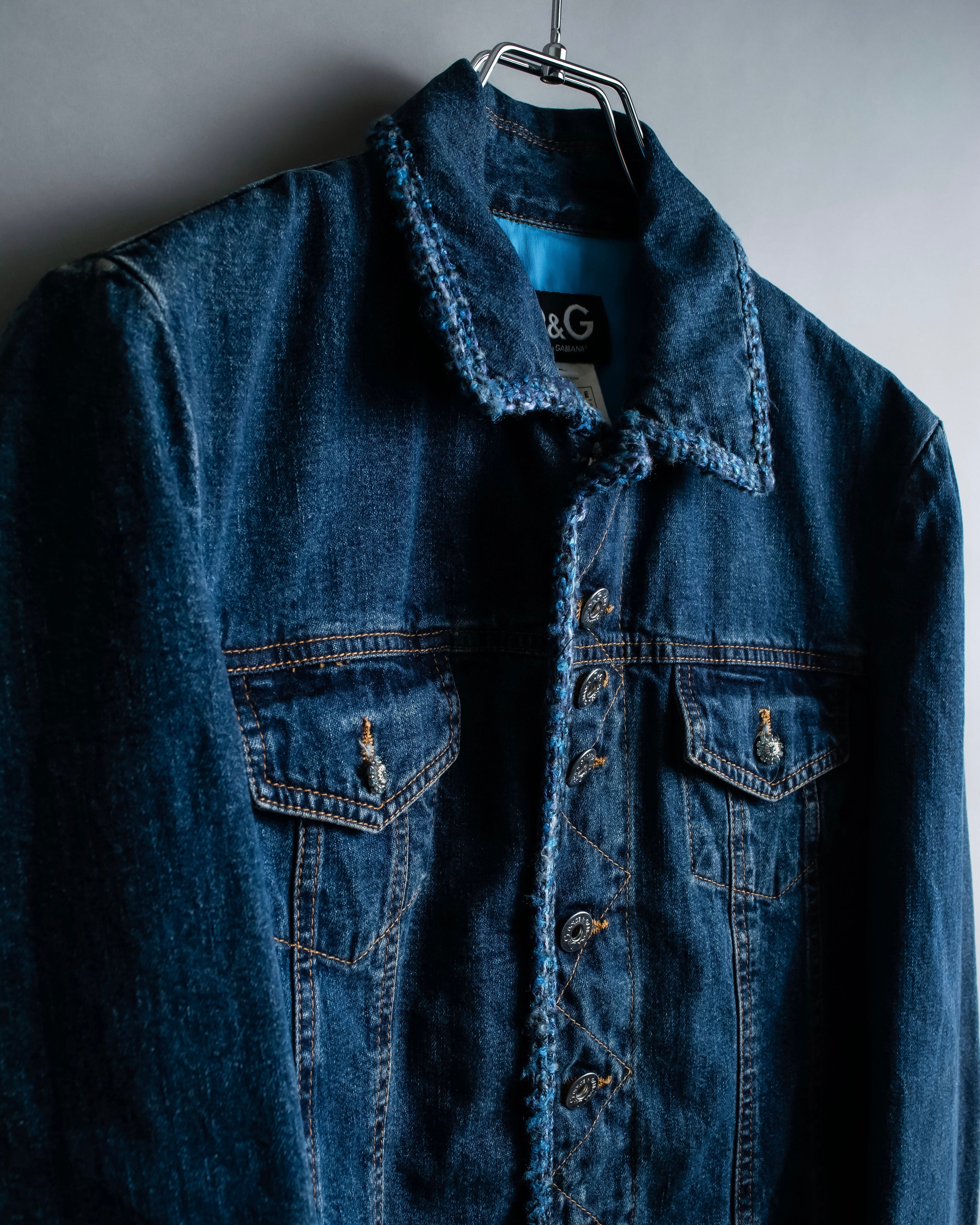 “D&amp;G” Tweed attached bijou button denim jacket