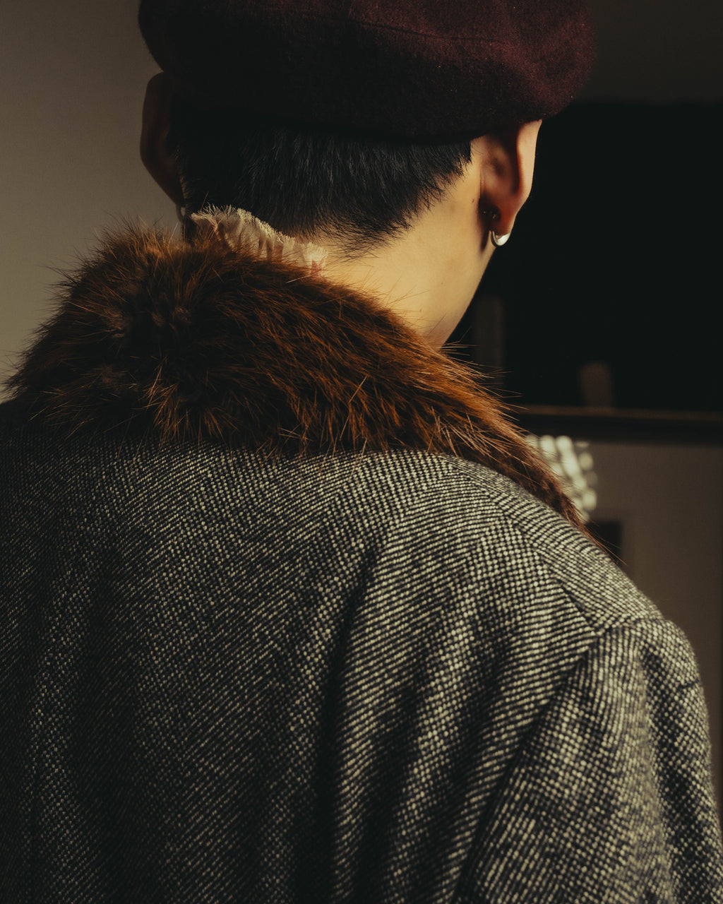 -SPECIAL- "GUCCI" 00's-10's Luxurious beaver fur-collar wool overcoat