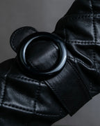 "Pierre Cardin" Belt buckle design quilted leather gloves