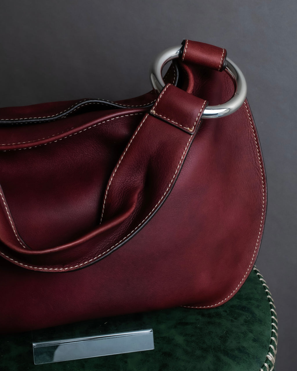 "SEQUOIA" Bordeaux color suede one-handle bag