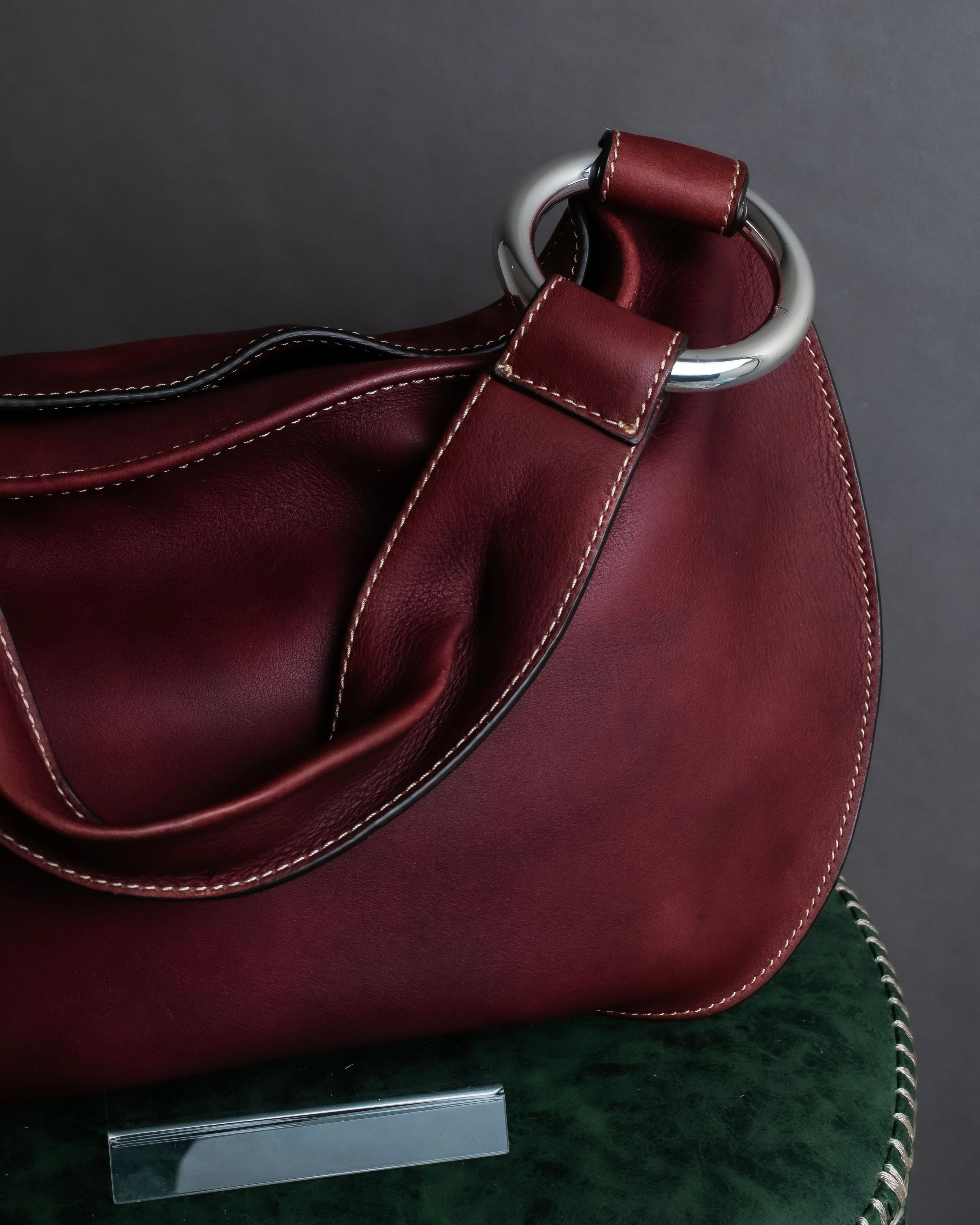 "SEQUOIA" Bordeaux color suede one-handle bag