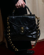 "DOLCE &amp; GABBANA" Gold chain two-way leather bag