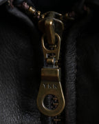 "Vintage oversized zip up leather jacket"