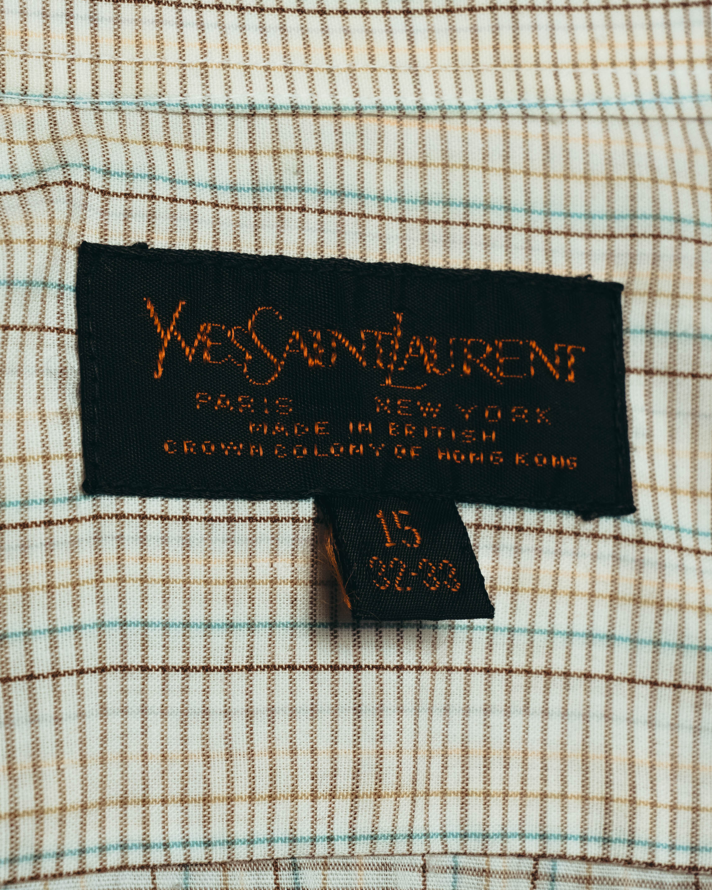 "Yves Saint Laurent" 70's Classic checked dress shirt