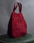"LOEWE" Deep red color triangle suede bag