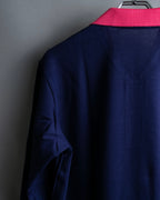 "Balenciaga Sports" Pink & yellow collar long sleeve polo shirt