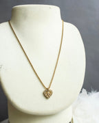 "Christian Dior" Rhinestone studded CD logo design in gold necklace