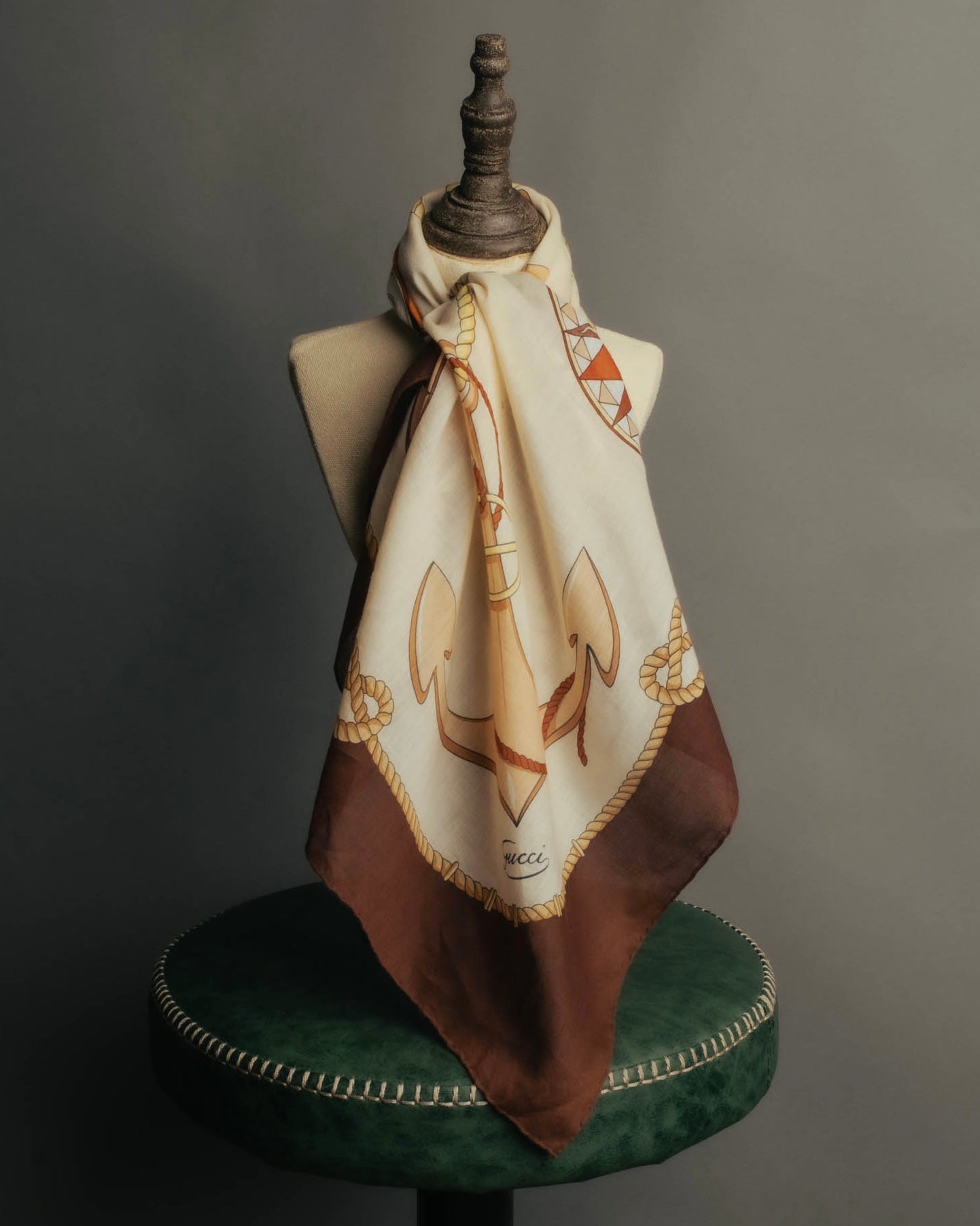 “GUCCI” 70’s-80’s nautical motif sheer scarf