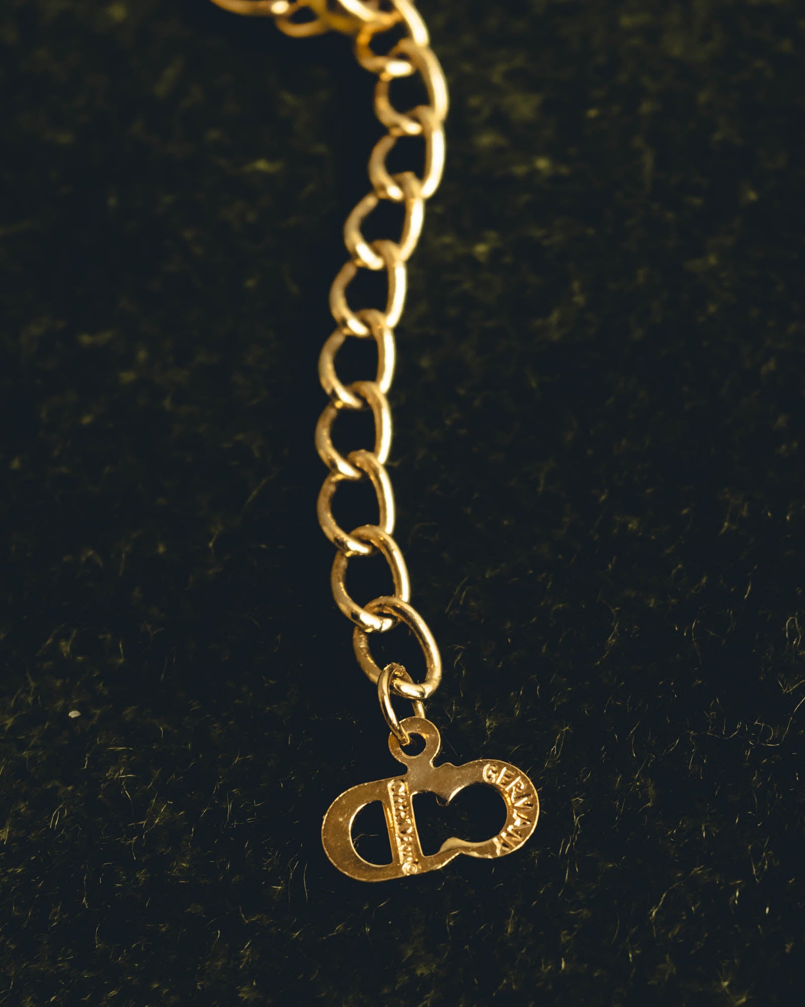 "Christian Dior" 90's-00's Crystal cd logo pendant necklace
