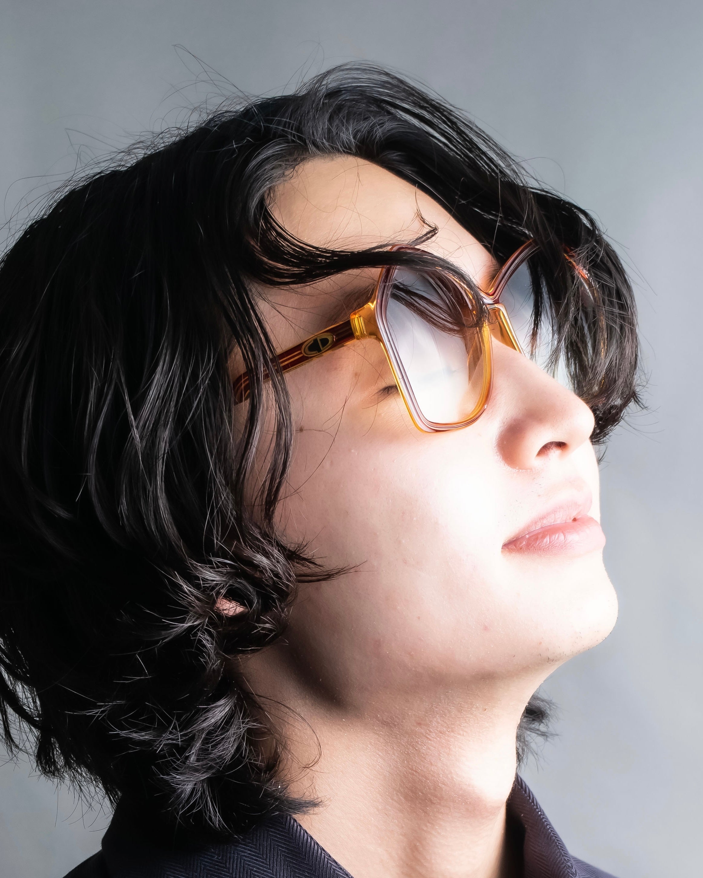 "Christian Dior" 80s optyl material pentagonal frame sunglasses