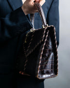 "YVES SAINT LAURENT" Crocodile pattern stitching handbag