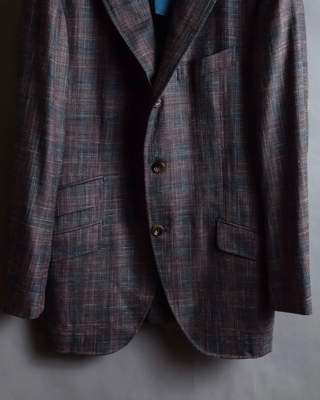"Tex Teq" Gradient check pattern tailored jacket