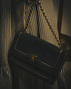 -SPECIAL- "Salvatore Ferragamo" 10's Elegant suede chain shoulder bag