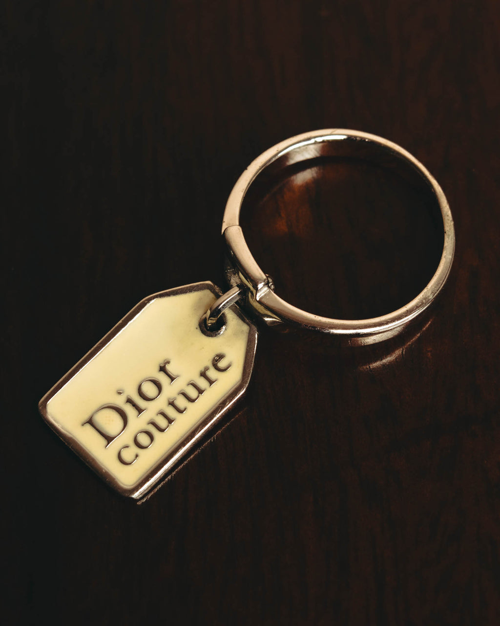 "Christian Dior" Cream enamel key ring