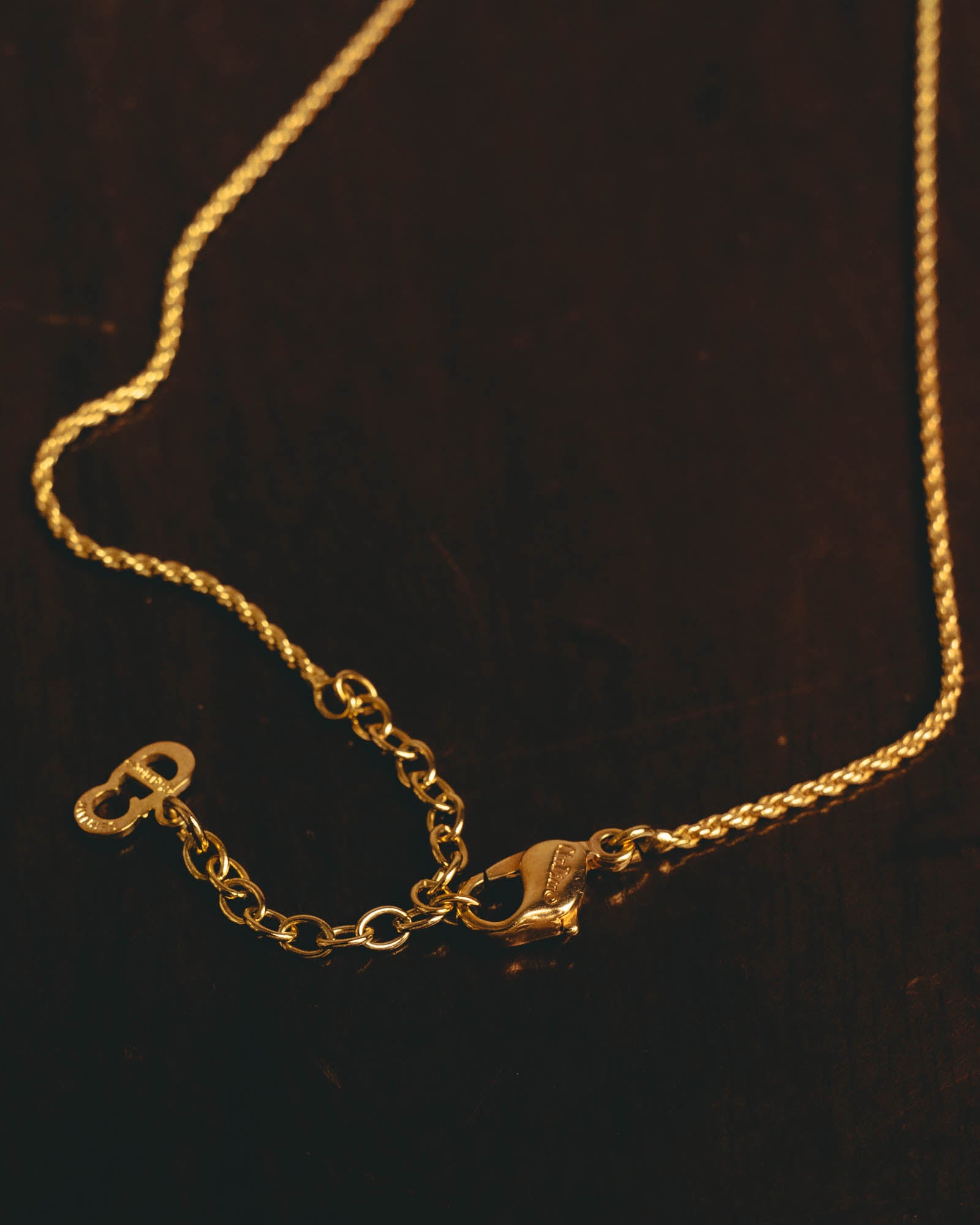 "Christian Dior" 80's-90's Gold monogram pendant necklace