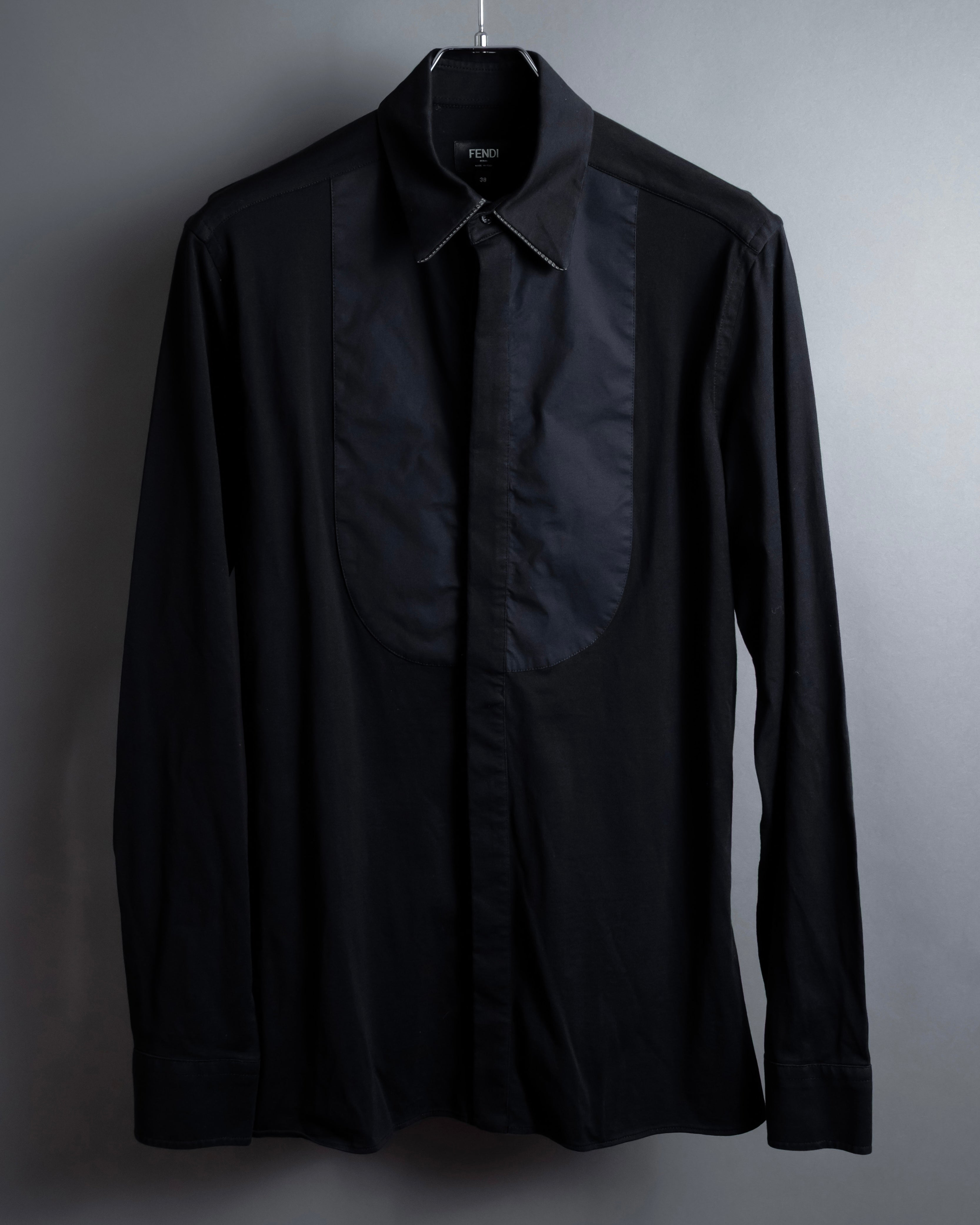 "FENDI" Pick stitch design fly front shirt