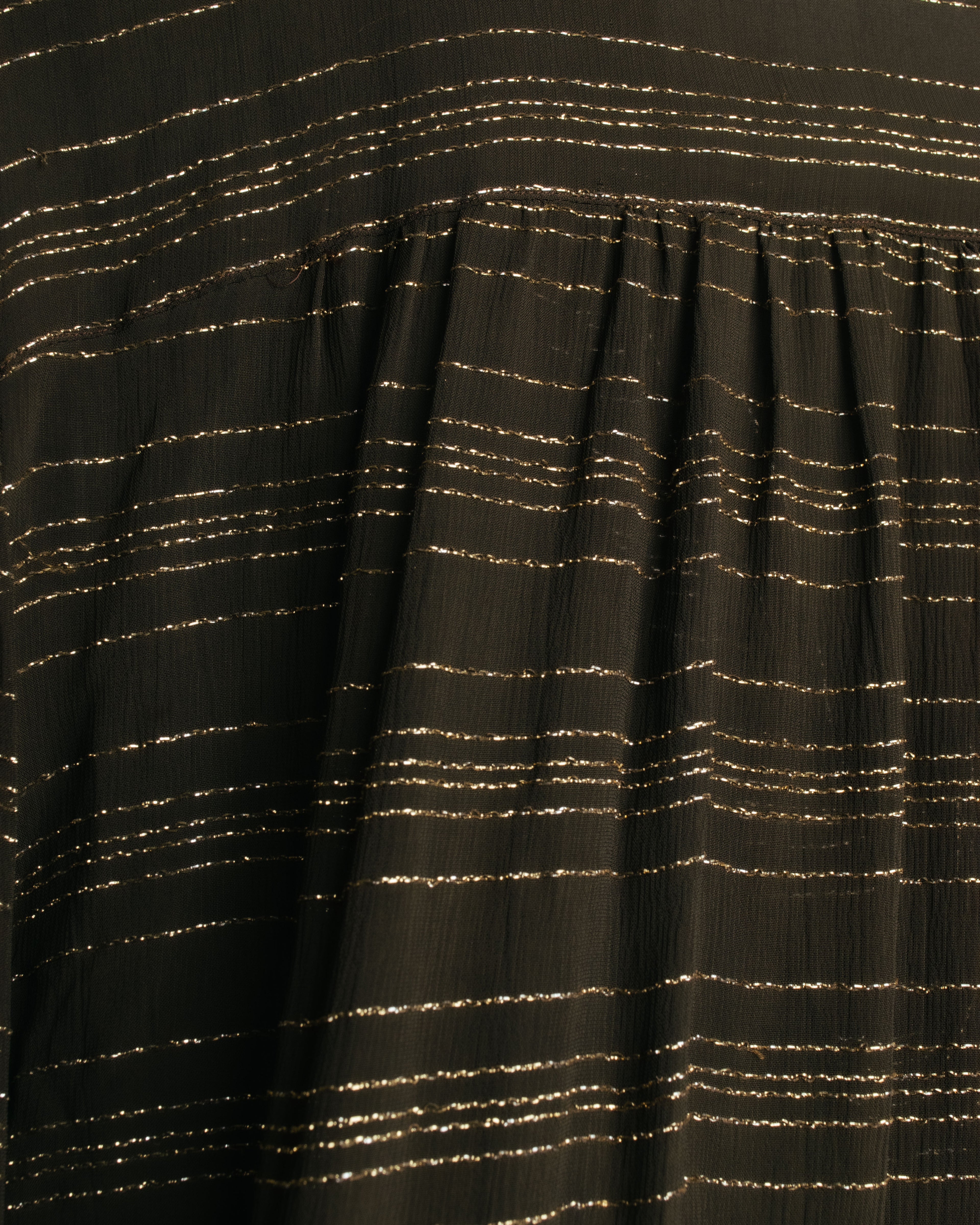 "Christian Dior" 80's-90's Lurex striped pussy-bow sheer blouse