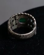 "Vintage green stone top silver ring"