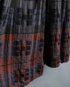 "HERMES" Check pattern cropped skirt