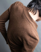 "HERMES" 100% cashmere V neck design knit