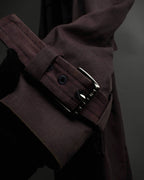 "CELINE" Triomphe button design in plum brown color
 trench coat