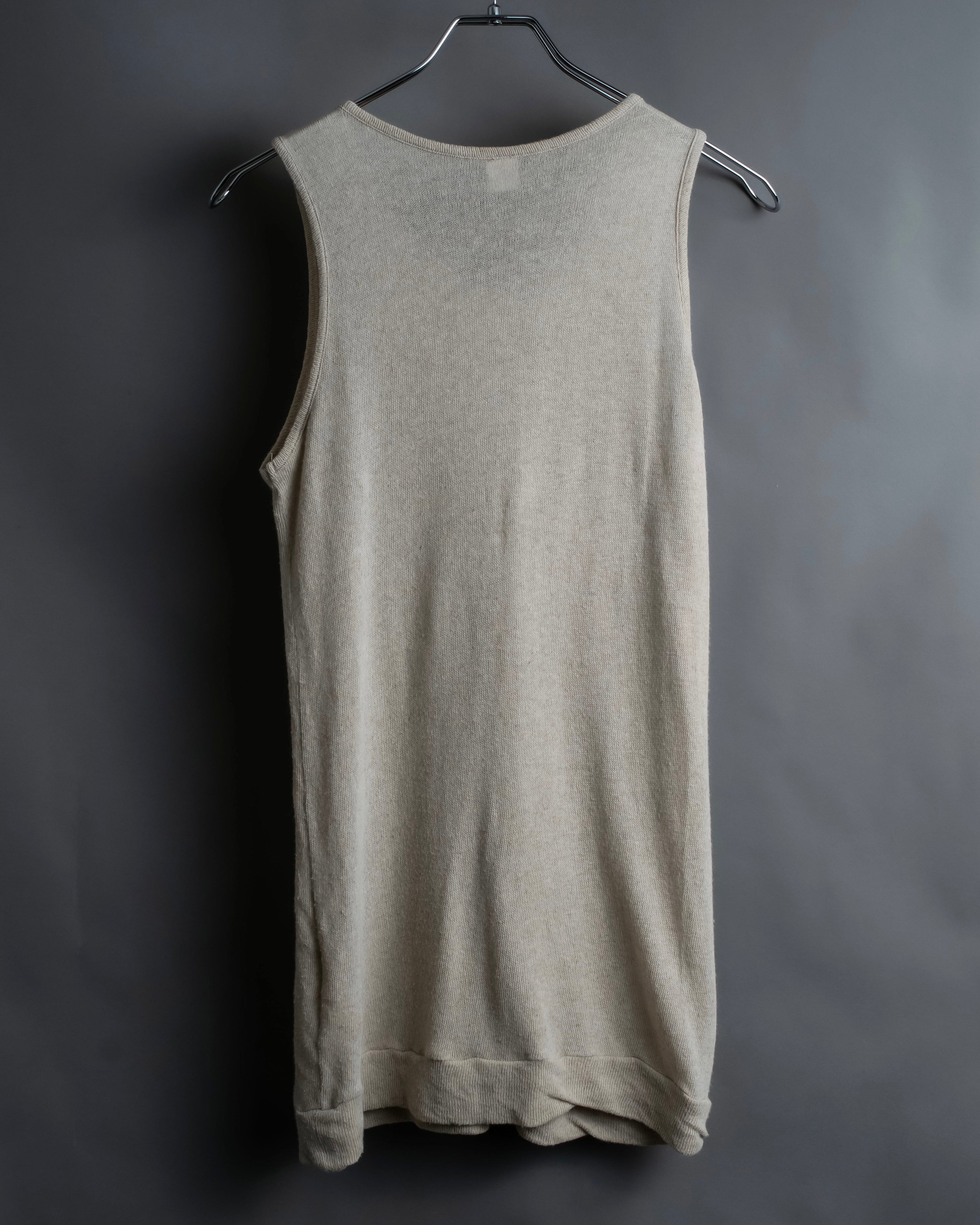 "Y's" Linen cotton mix ruffle design tank top
