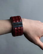 "HERMES" Deutch processing wide leather bracelet