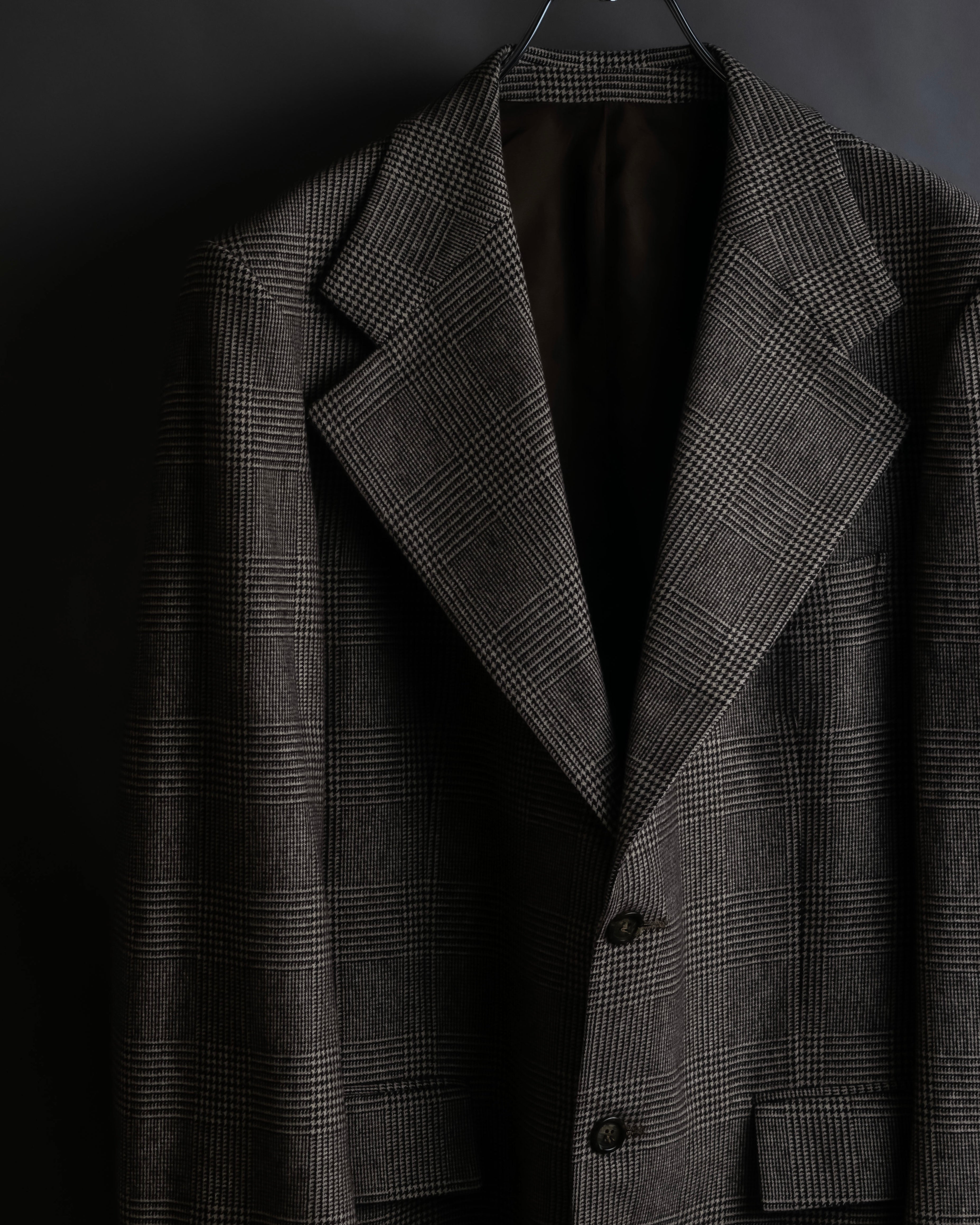 "YVES SAINT LAURENT" Glen plaid oversized wool tailored jacket