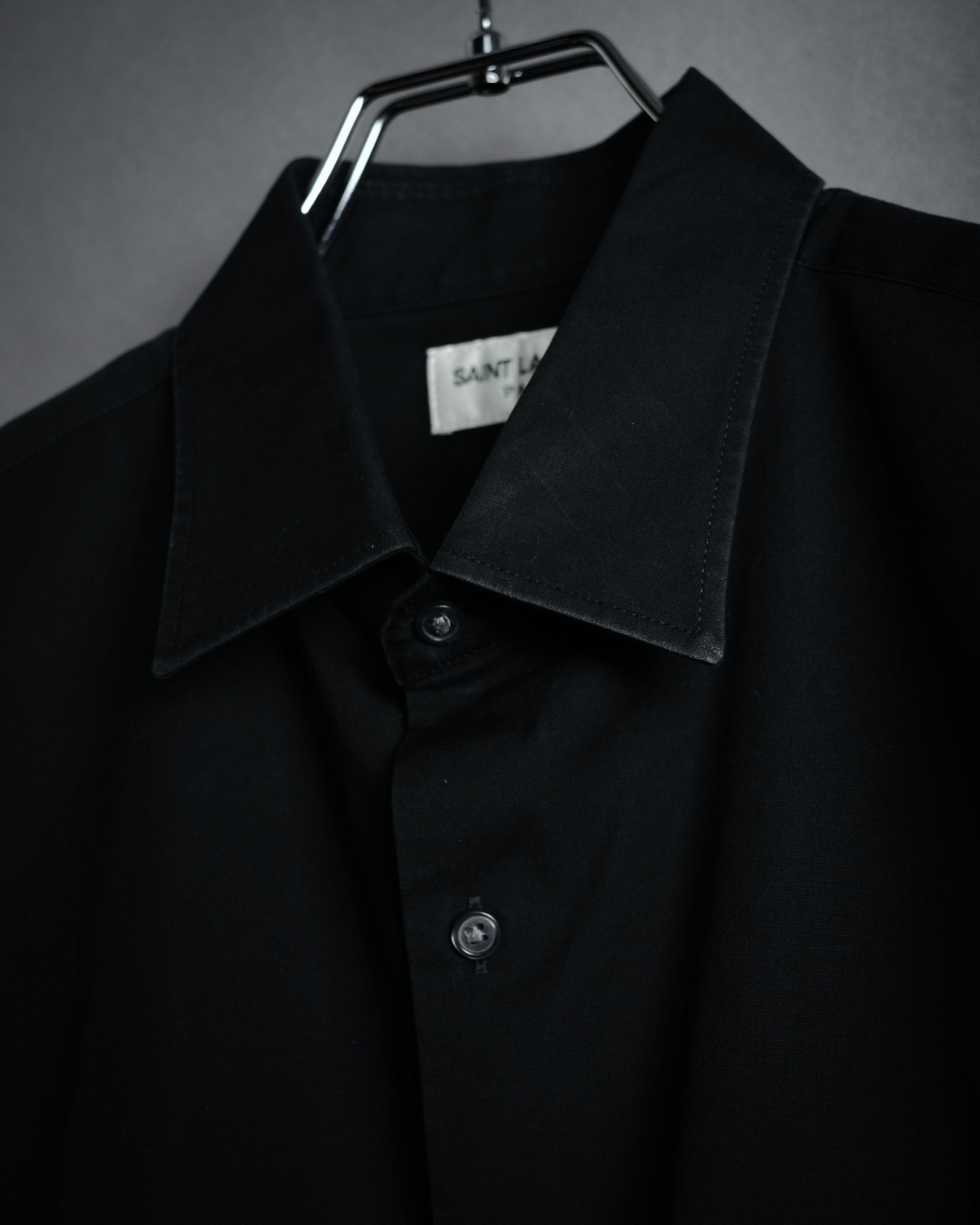 "SAINT LAURENT" 2017 season minimalist black dress shirt