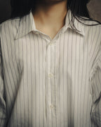 -SPECIAL- “HERMES” 80’s tonal jacquard pinstripe French cuff shirt
