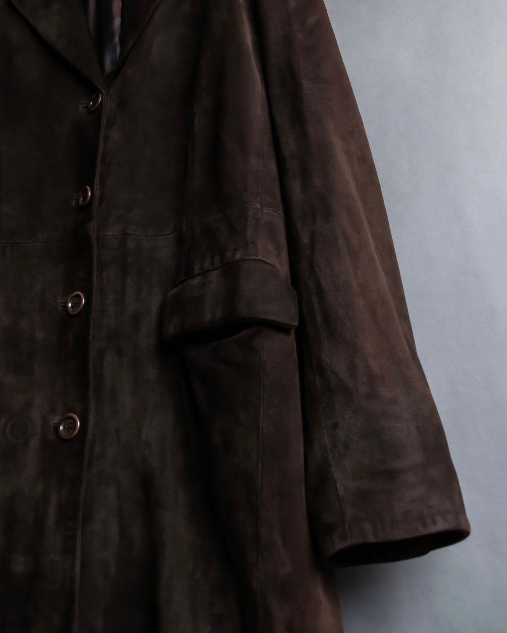 "LOEWE" 80's flowing line suede leather chester coat
