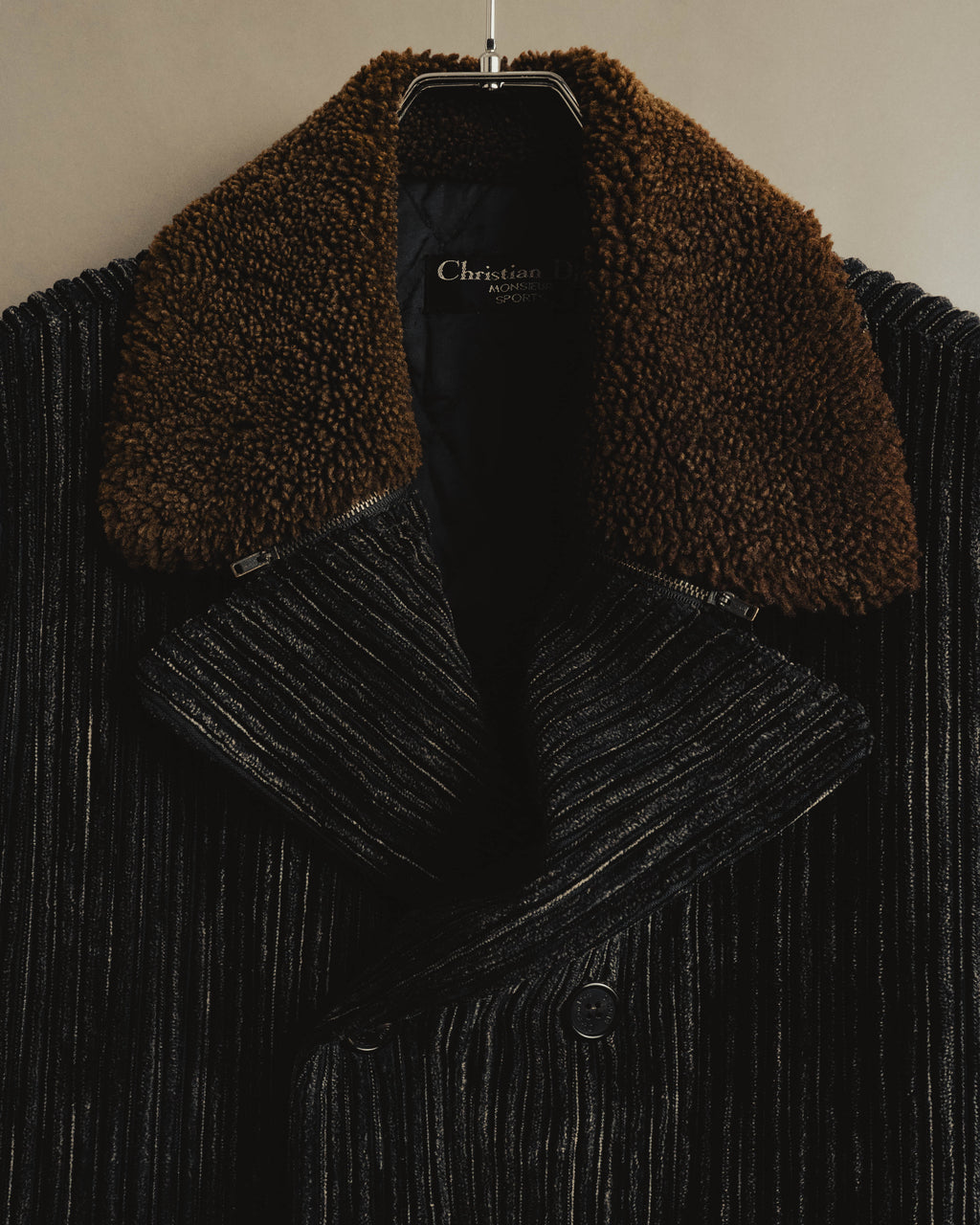 "Christian Dior" 80's-90's Classically tailored belted double-breasted coat
