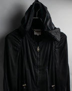 "CELINE" Gathered design hooded double zipper dress