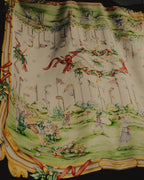 “Salvatore Ferragamo” 80’s-90’s Golf motif silk twill scarf